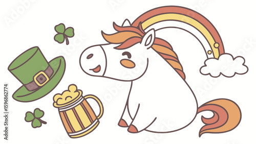 Playful Bashful Horse design with Irish Luck shades in a St. Patrick's Day setting