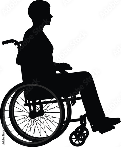 Wheelchair user silhouette, accessibility symbol, mobility aid, disability awareness, inclusive design, medical support, healthcare illustration