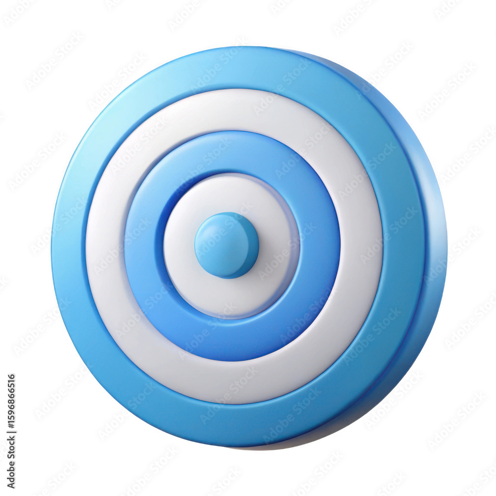 3d target symbol with blue and white rings isolated on transparent background 3d target symbol with blue and white rings isolated on transparent background