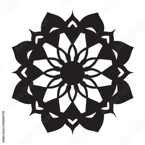 Intricate geometric mandala design with vibrant color palette and classic typography elements