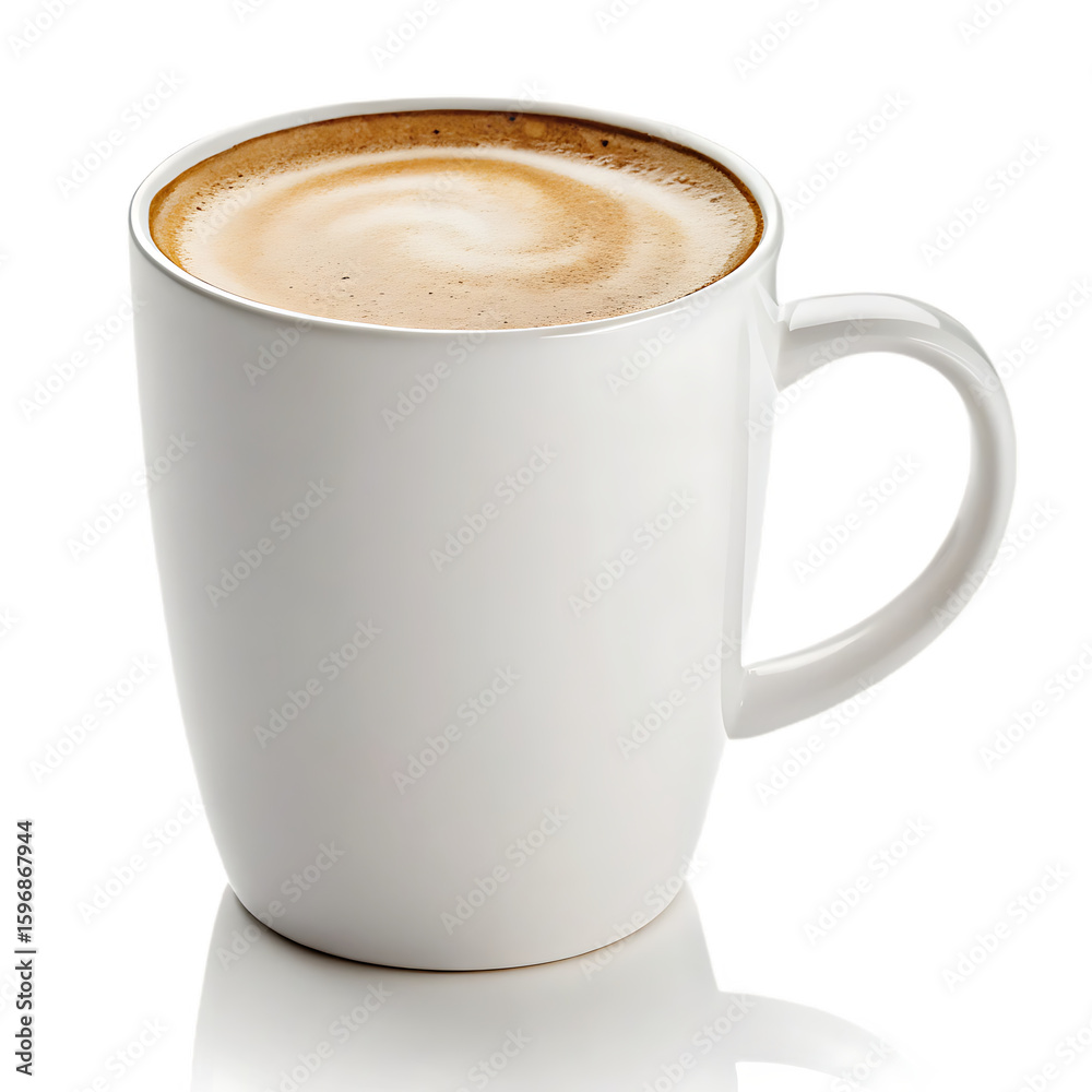 Fototapeta premium White mug with latte art isolated on a transparent background