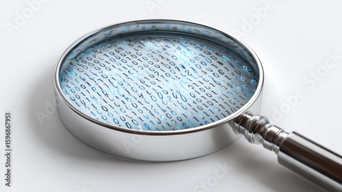 Magnifying glass over digital data