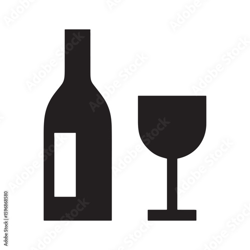 Elegant silhouette of a wine glass and bottle perfect for beverage branding and celebrations