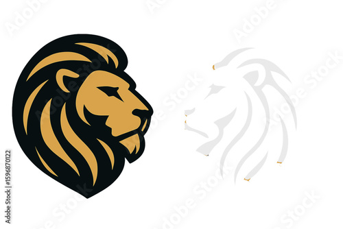 Royal Lion crown logo template is an elegant gold Leo crest symbol representing a premium king brand identity icon and luxury company sign in vector illustration