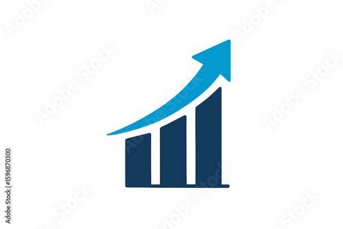 Vintage colors depict five arrows moving upward, symbolizing an abstract financial chart with an uptrend line and graph indicating growth in business revenue and investment concepts, presented as a