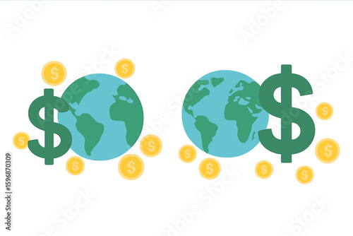 A set of icons for managing finances, conducting online money transactions, and trading s is available, along with metaphors for open banking platforms, currency exchange, and the  market