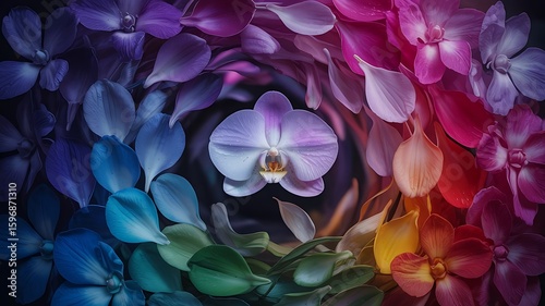 Abstract Rainbow Flower Petals Background in Vivid Macro Detail for Nature Inspired Design