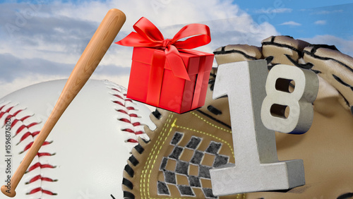 Perfect birthday card for baseball lovers' celebration, age is   18
