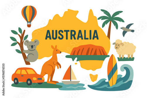 A humorous Australian design featuring a hand drawn cartoon doodle illustration