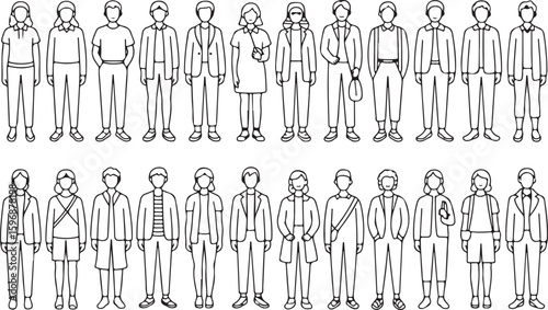 Diverse group of people in various casual and formal attire women children