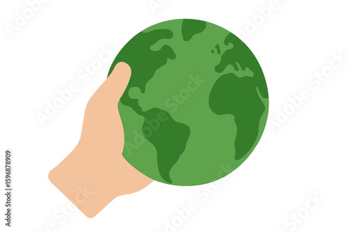 Illustration of human hands cradling the Earth, representing World Environment Day, promoting sustainability, an ecological zero-waste lifestyle, and nature conservation