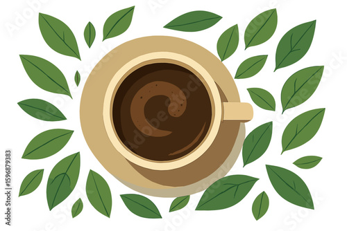 Eco friendly Recycle logo mug featuring green leaves vector design with Reusable concept and Bring your own cup lettering text