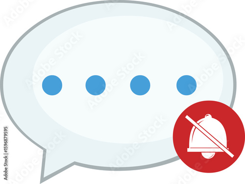 vector illustration speech bubble and bell cross, in concept icon mute chat
