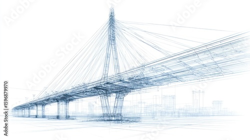 Abstract architectural bridge drawing