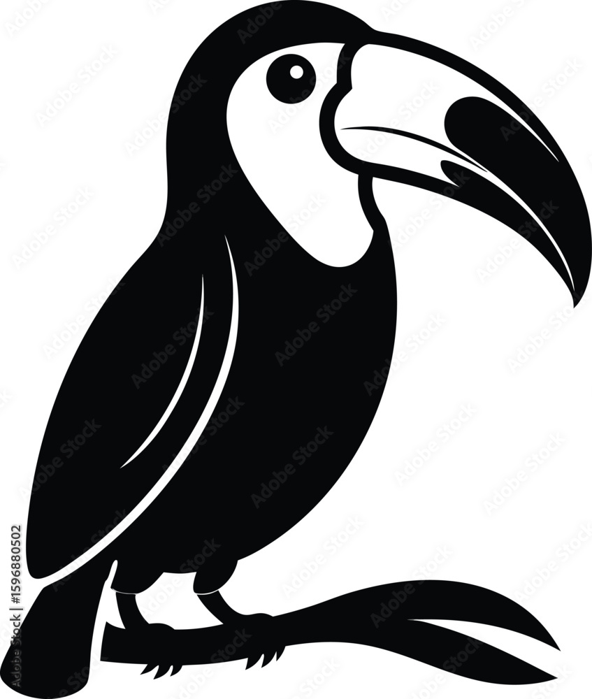 Obraz premium Natural Posture Black Silhouette Of A Toucan Sitting