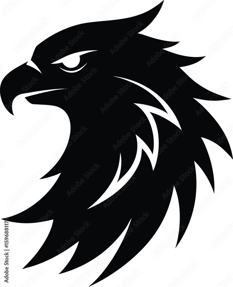 Naklejka premium Profile Silhouette Black Silhouette Of A Eagle Moving