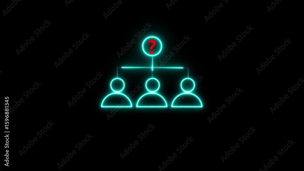 An abstract digital chart showcasing a team structure with glowing neon outlines, representing modern collaboration and organizational planning.