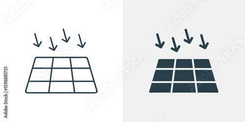 Solar Panel Energy Absorption Icon Vector | Sunlight Capture, Power Generation System | Renewable, green, sustainable, electricity, line, and solid illustration