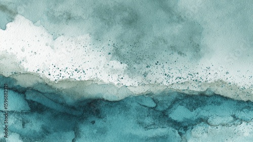 Dusty teal watercolor wash with bleeding ink effects