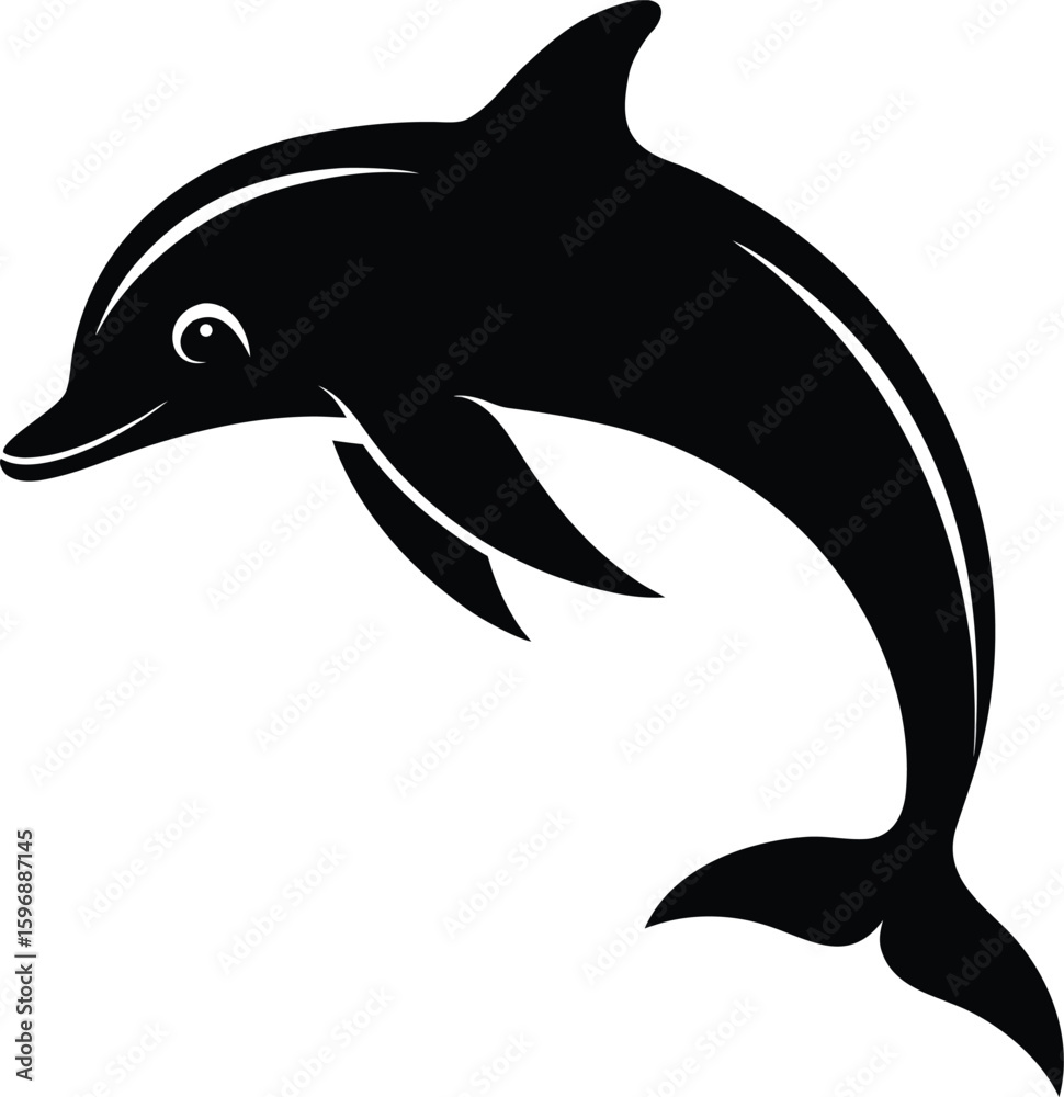 Fototapeta premium Smooth Edges Black Silhouette Of A Dolphin Roaring