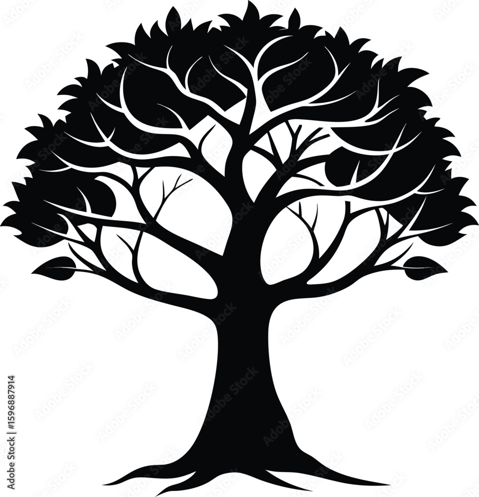 Obraz premium Smooth Edges Black Silhouette Of A Tree Roaring On