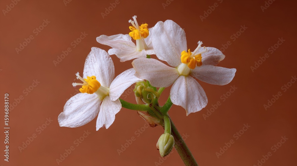 Obraz premium Close-up of delicate white flowers with vibrant yellow centers.