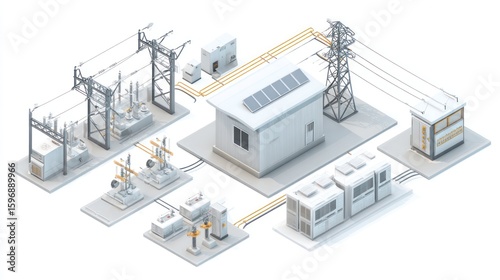 Isometric view of an electrical substation