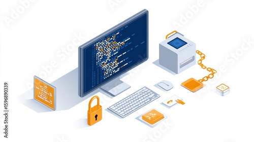 Digital security isometric illustration