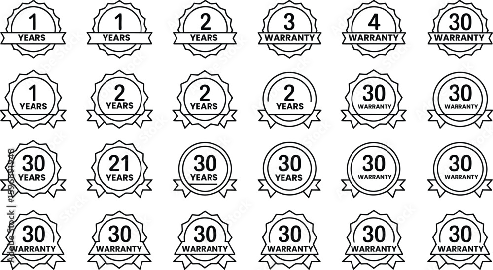 Fototapeta premium Collection of vintage anniversary and birthday badges and seals