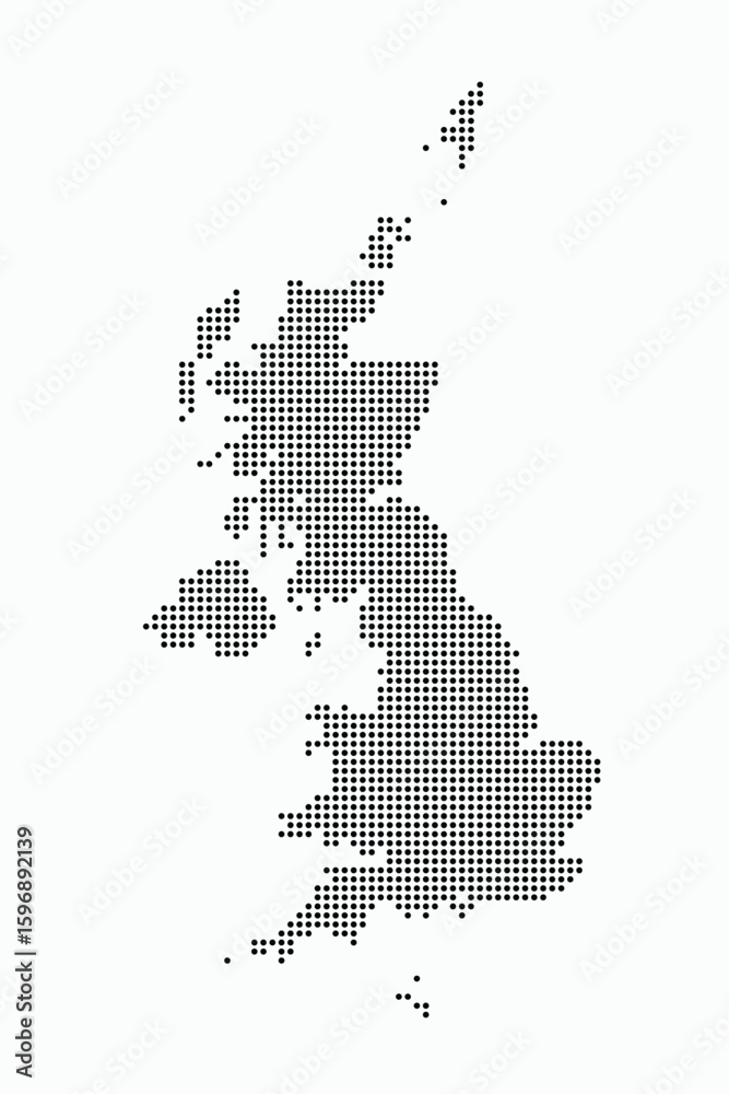Obraz premium Vector graphic artwork suitable for print and web containing flat detailed map of UNITED KINGDOM