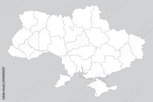 Vector graphic artwork suitable for print and web containing flat detailed map of UKRAINE