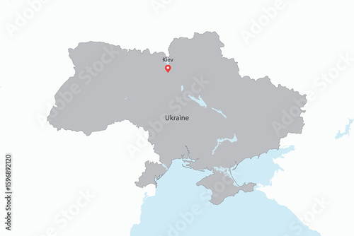 Vector graphic artwork suitable for print and web containing flat detailed map of UKRAINE