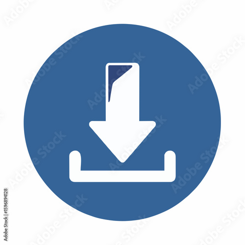 Simple white download icon inside a blue circular button, representing data transfer.
