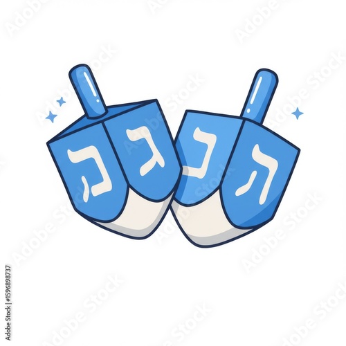 Wallpaper Mural Pair of Blue Dreidels Hanukkah Pixel Art Illustration Torontodigital.ca