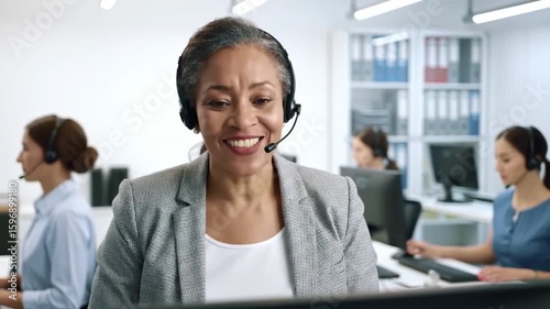 Smiling customer service rep