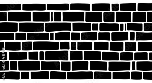 Abstract Black Bricks Pattern Seamless Texture Background Art Design Element Wallpaper Visual Artistic Construction Material