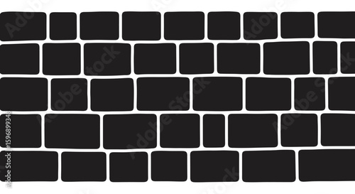 Abstract Vector Pattern of Dark Rectangular Bricks with White Gaps Creating a Textured Wall Background for Design Projects and Modern Graphics Applications