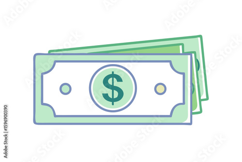 Stylized dollar bills with a dollar sign