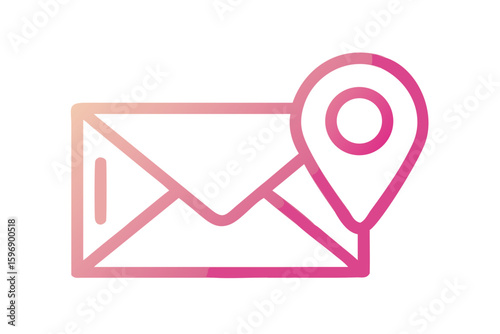 Envelope with a pink gradient location pin