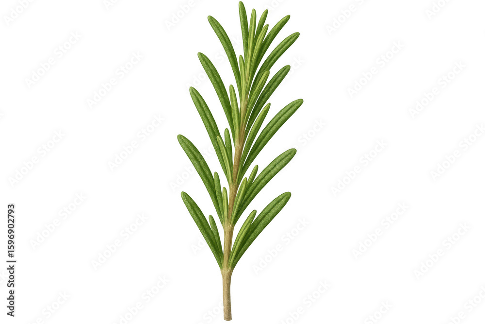 Obraz premium Vibrant rosemary sprig isolated on a transparent background, showcasing detailed green leaves. Perfect for culinary and herbal design projects