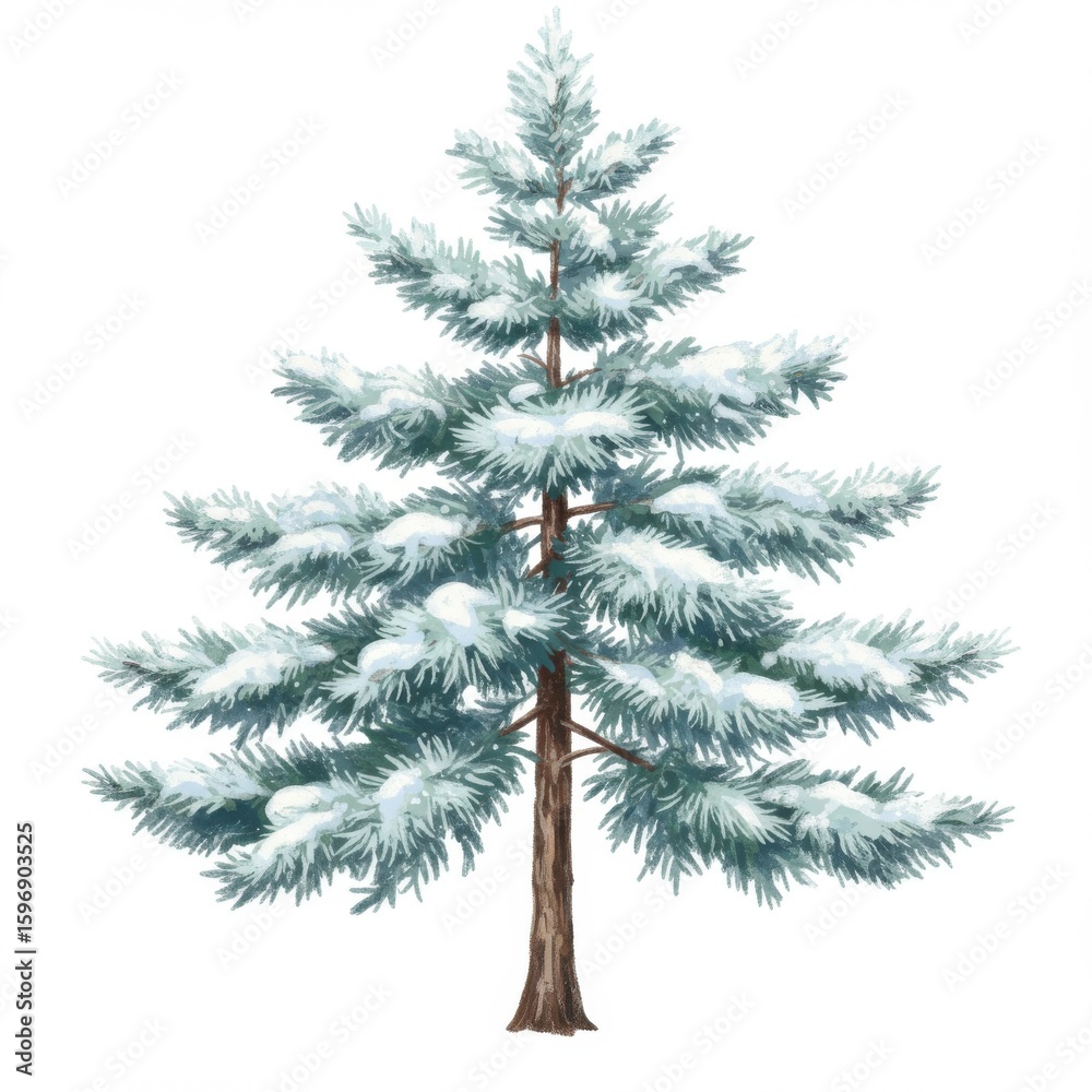 Fototapeta premium Snow Covered Blue Pine Tree in Winter