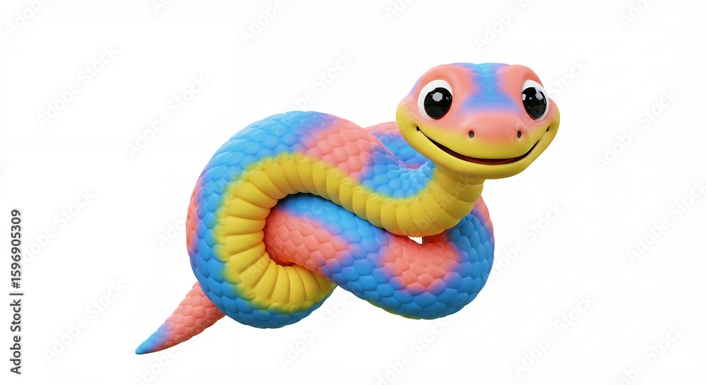 Fototapeta premium Multicolored cartoon snake image