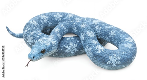 Snowflake patterned snake isolated on white background