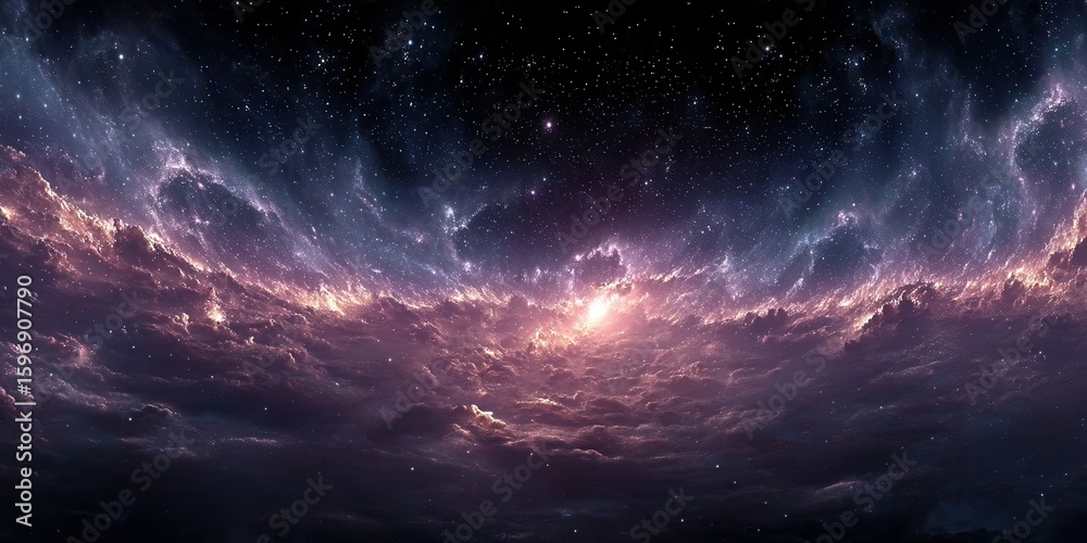 Fototapeta premium Envisioning a cosmic genesis within a colossal interstellar cloud of the Fantasy Universe