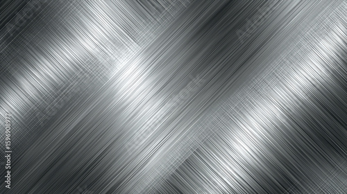 Brushed metal texture with diagonal cross hatch pattern creating sleek and modern industrial surface with reflective silver tones and fine linear details