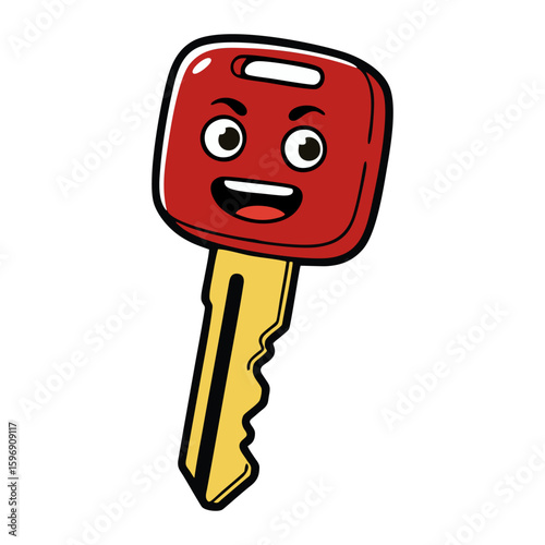 vector smiley face with a key