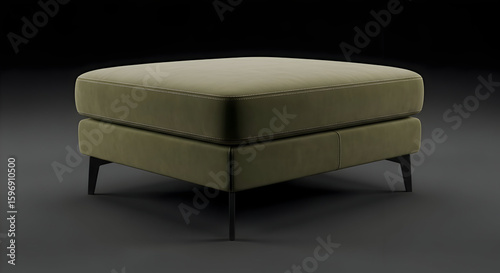 Elegant olive green ottoman adds a touch of modern sophistication to your living room or study space now