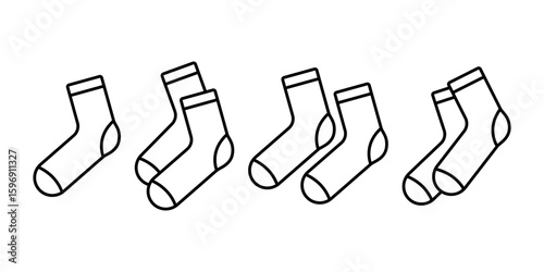 Socks icon. Black outline linear silhouette. Editable strokes. Front side view. Vector simple flat graphic illustration. Isolated object on white background. Isolate.