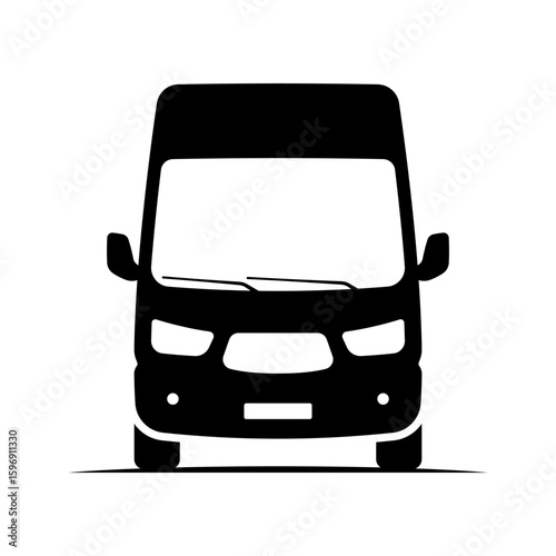 Van icon. Black silhouette. Front view. Vector simple flat graphic illustration. Isolated object on white background. Isolate.