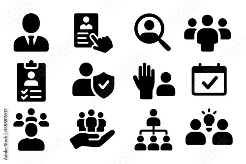 Silhouette icons for hr and team management concepts